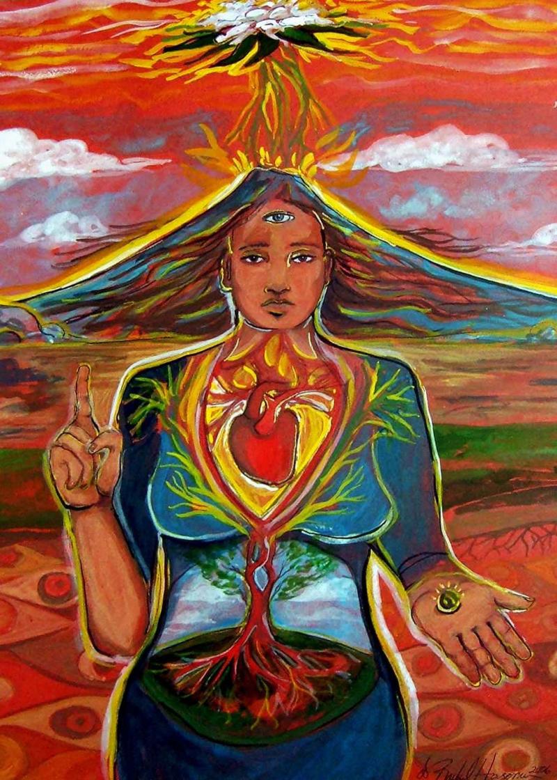 Santa Fe Artist, Rachel Houseman, Human Potential Series, Volcano Woman